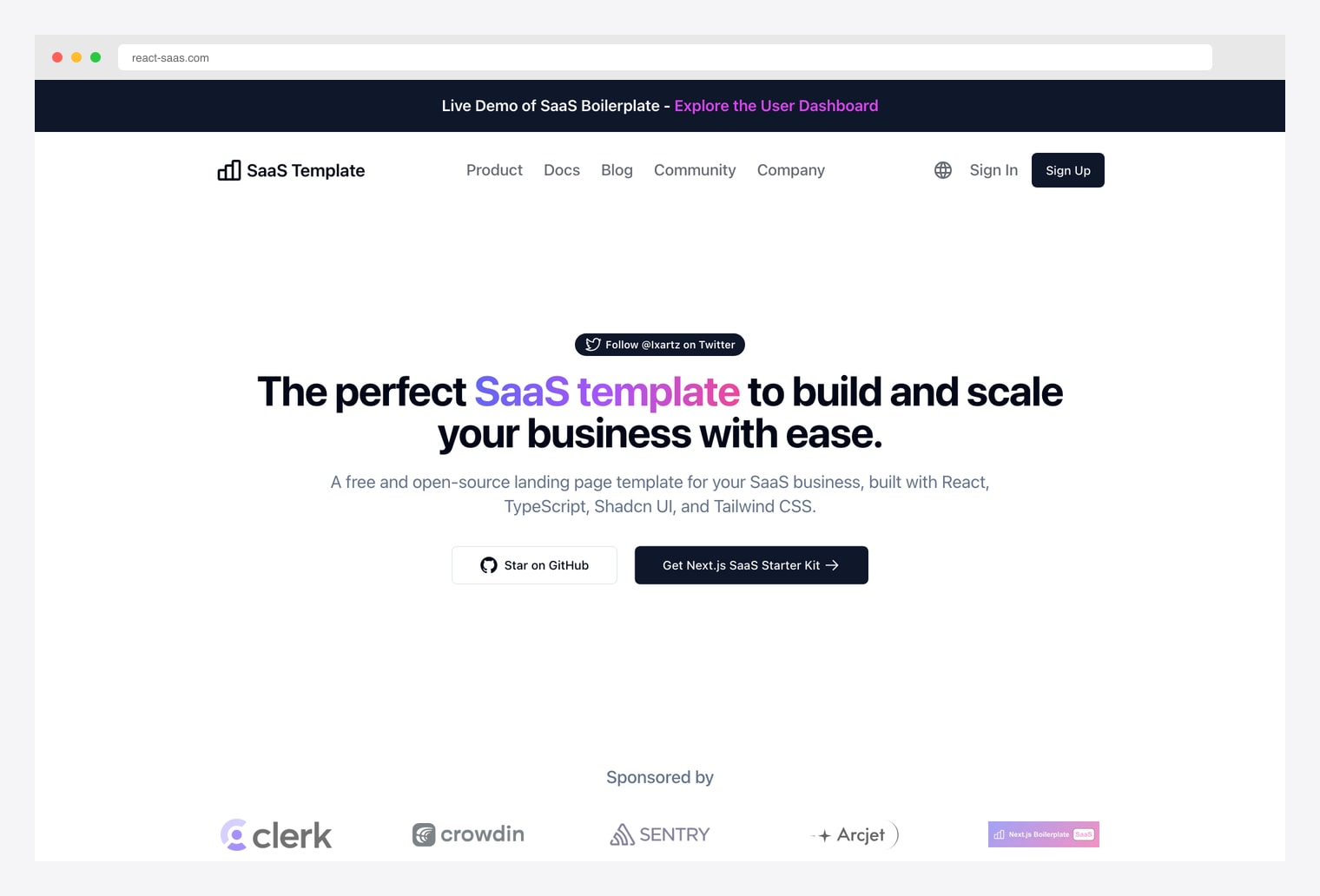 SaaS Boilerplate by ixartz — Next.js + shadcn/ui
