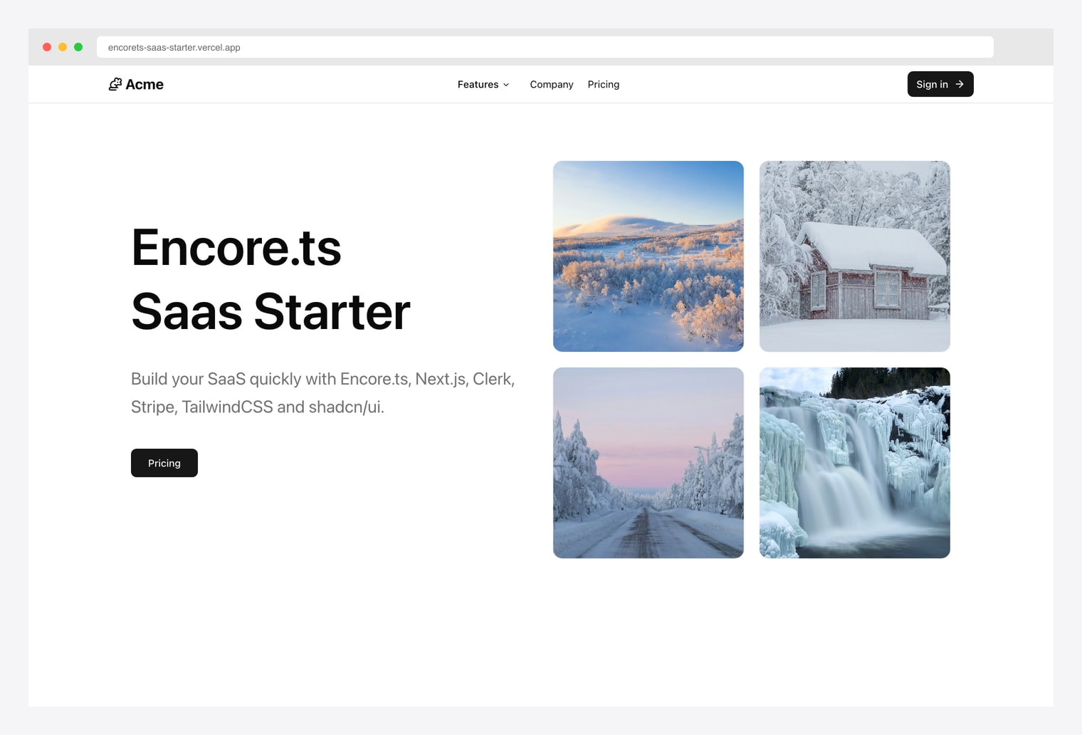 Encore.ts SaaS Starter — Encore + Next.js + shadcn/ui