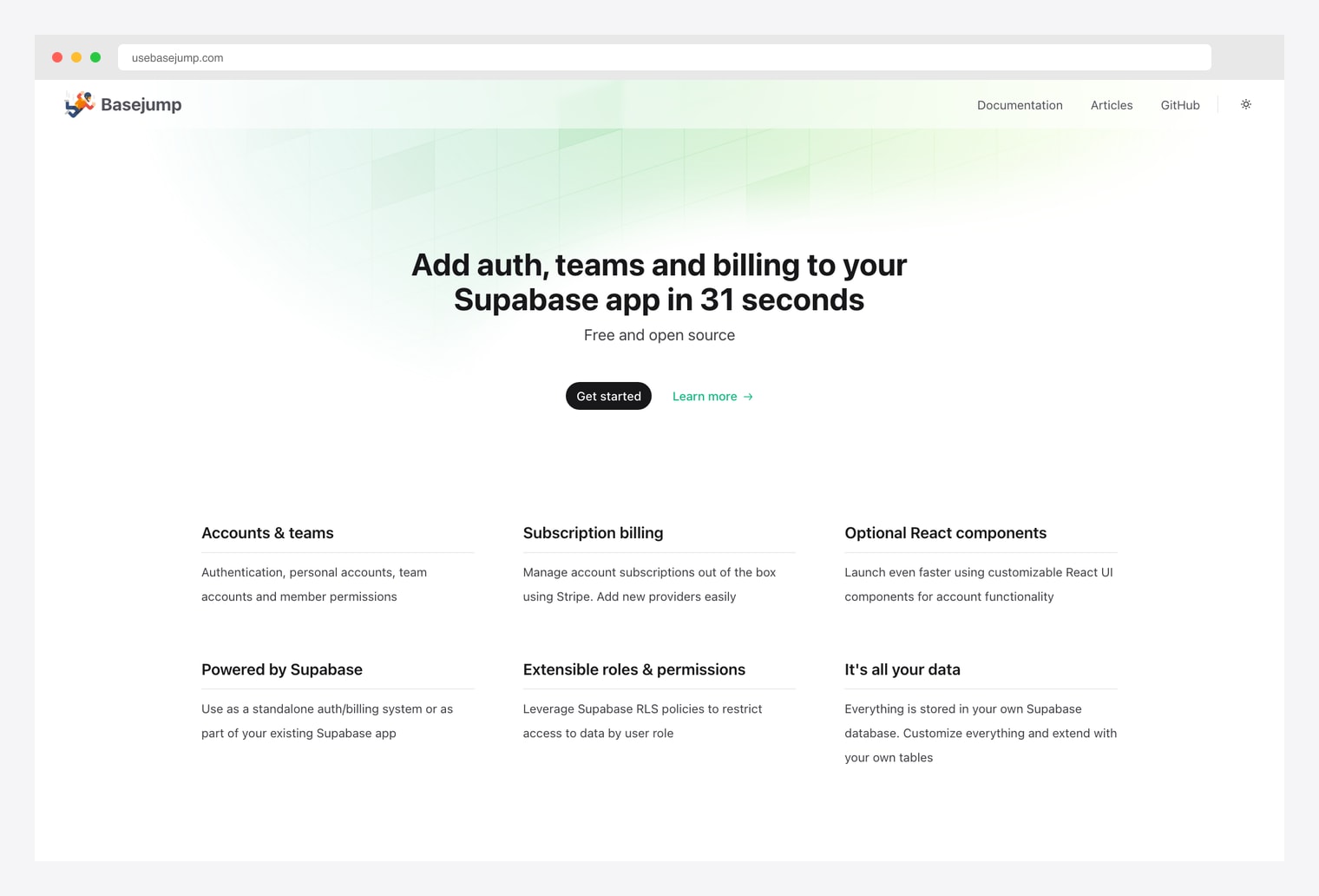 Basejump — open-source Supabase auth & billing with shadcn/ui