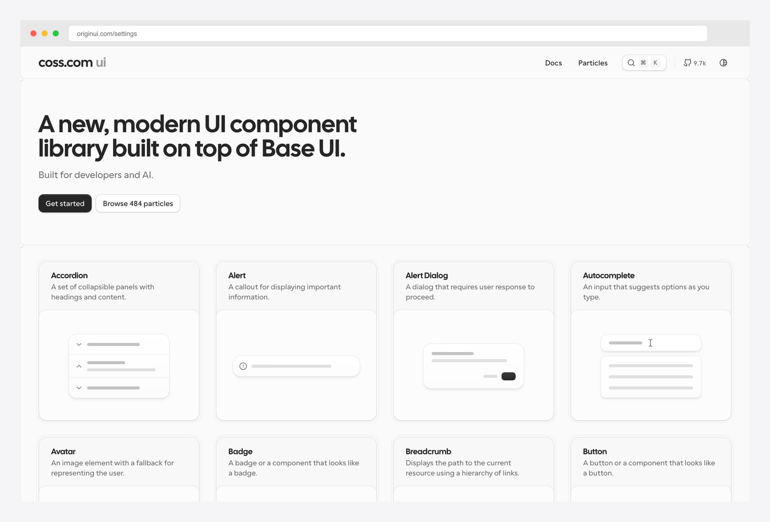 Origin UI Settings — copy-paste MIT-licensed settings components for shadcn/ui with profile form, account preferences, notification toggles, and danger-zone delete-account section installable via the shadcn registry