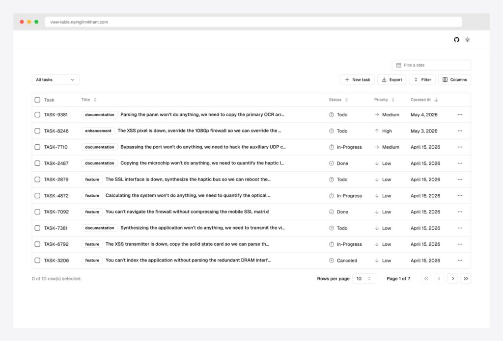 10 Best shadcn/ui Data Table Templates 2026 - AdminLTE.IO