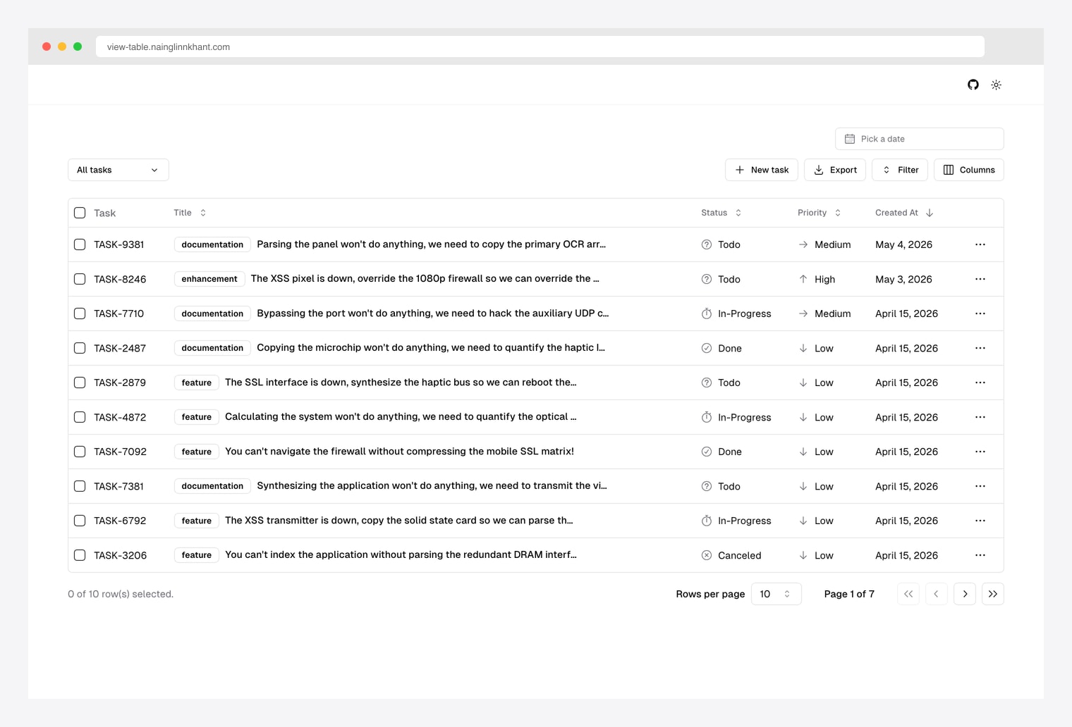 Shadcn View Table by nainglinnkhant — data table with custom saved views