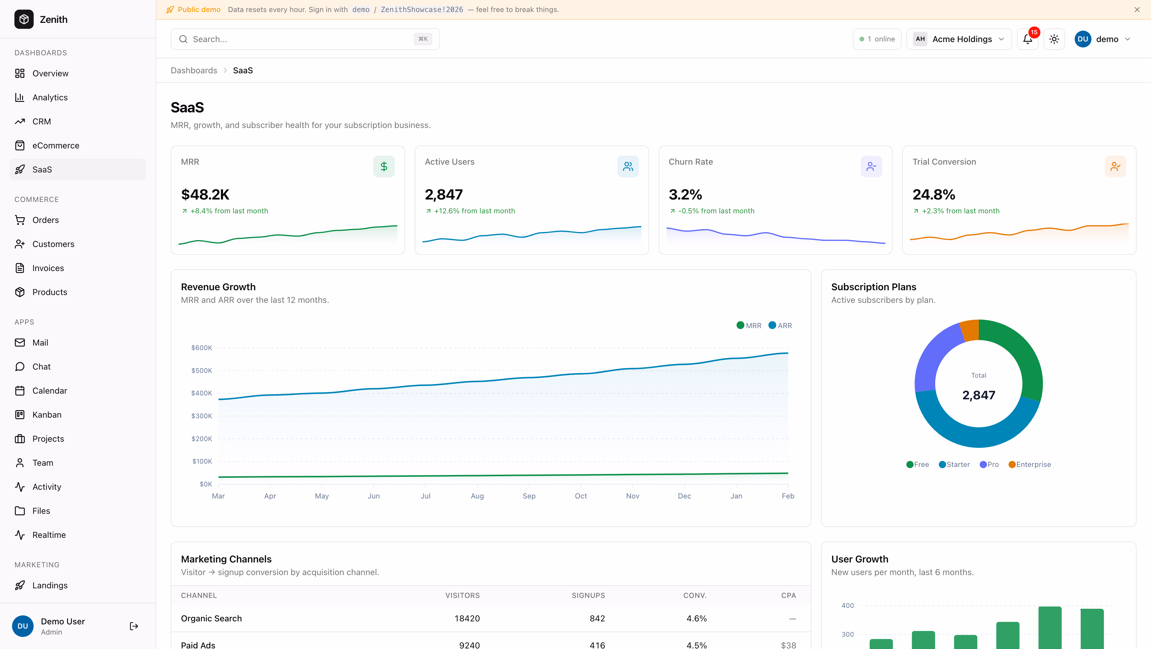 Zenith Dashboard Django Edition - production-ready Django 6 admin template with multi-tenant SaaS organizations, Stripe-style billing, and Tailwind CSS v4
