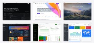 The best admin dashboard design — collage of six template screenshots