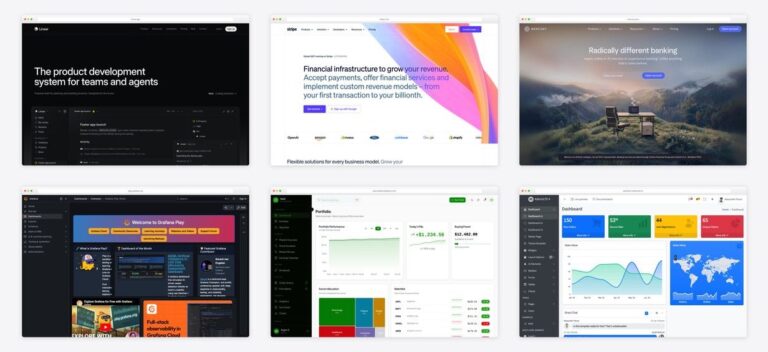 The best admin dashboard design — collage of six template screenshots