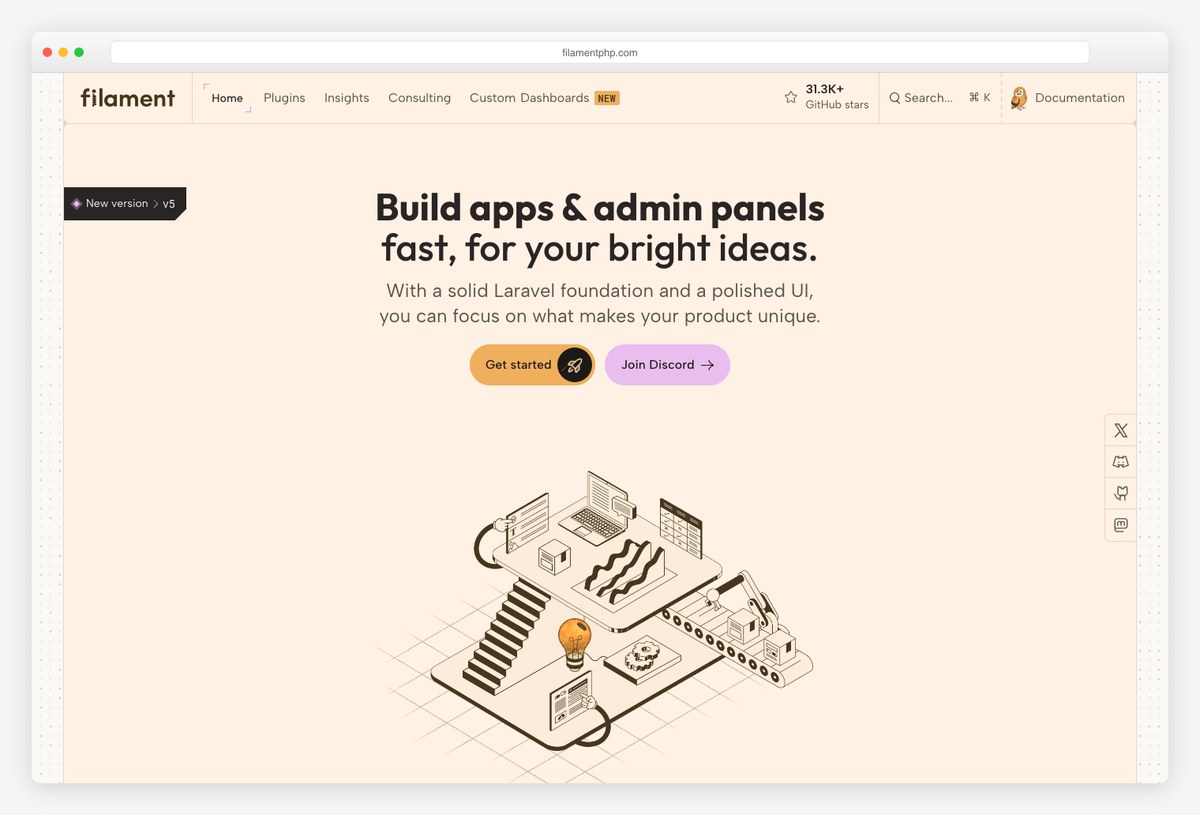 Filament Laravel admin panel built on the TALL stack with Alpine.js