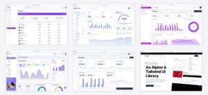 The best alpinejs admin dashboard templates — collage of six template screenshots