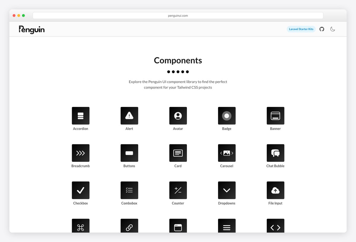 Penguin UI Tailwind CSS and Alpine.js component library