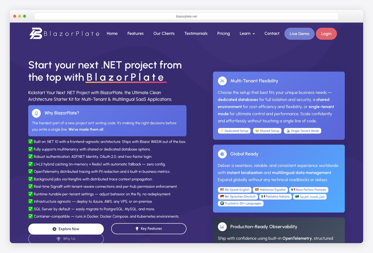 BlazorPlate Blazor boilerplate and admin dashboard