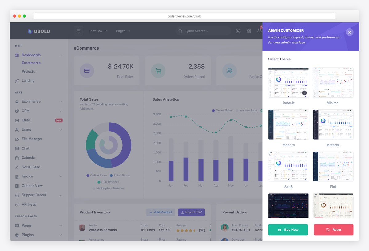 UBold Blazor admin template dashboard
