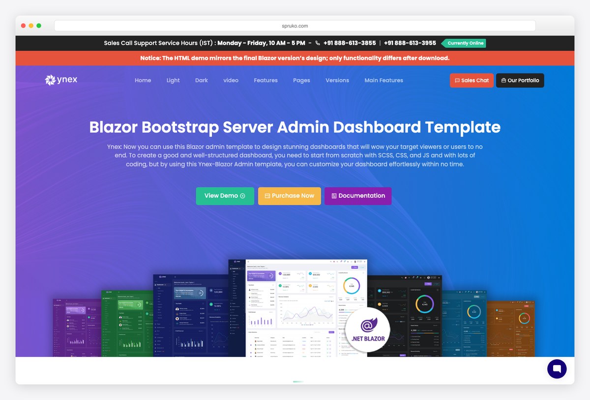 Ynex Blazor admin template