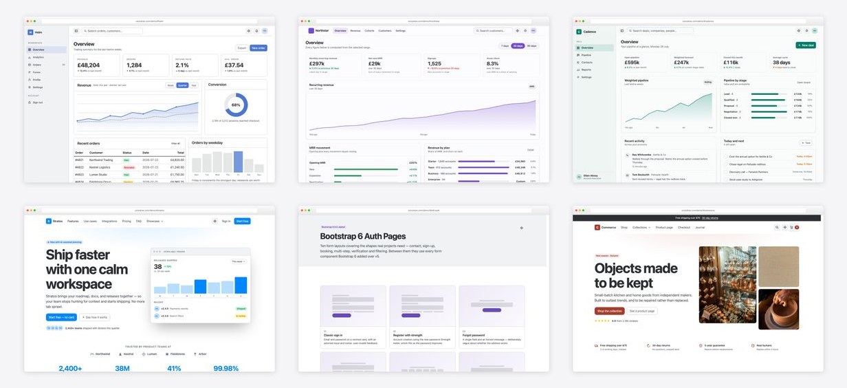 The best bootstrap 6 admin dashboard templates — collage of six template screenshots