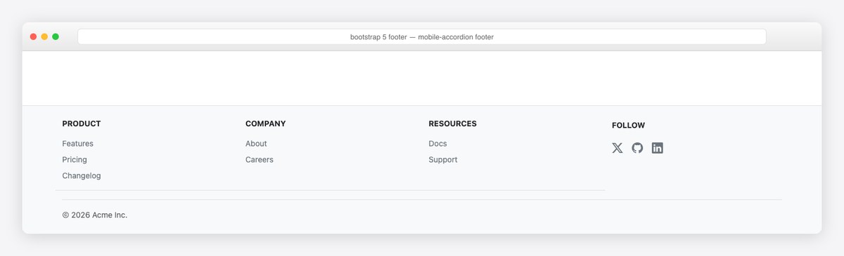 Bootstrap 5 footer example — mobile-accordion footer