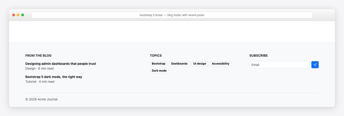 Bootstrap 5 footer example — blog footer with recent posts