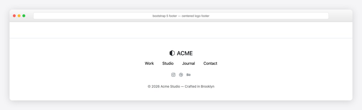 Bootstrap 5 footer example — centered logo footer