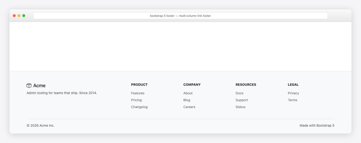Bootstrap 5 footer example — multi-column link footer