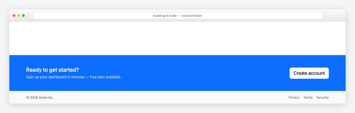 Bootstrap 5 footer example — cta band footer