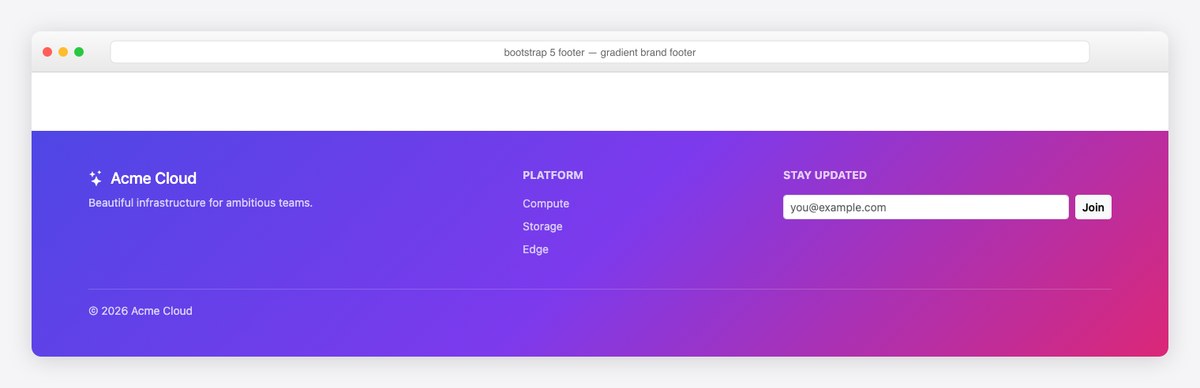Bootstrap 5 footer example — gradient brand footer