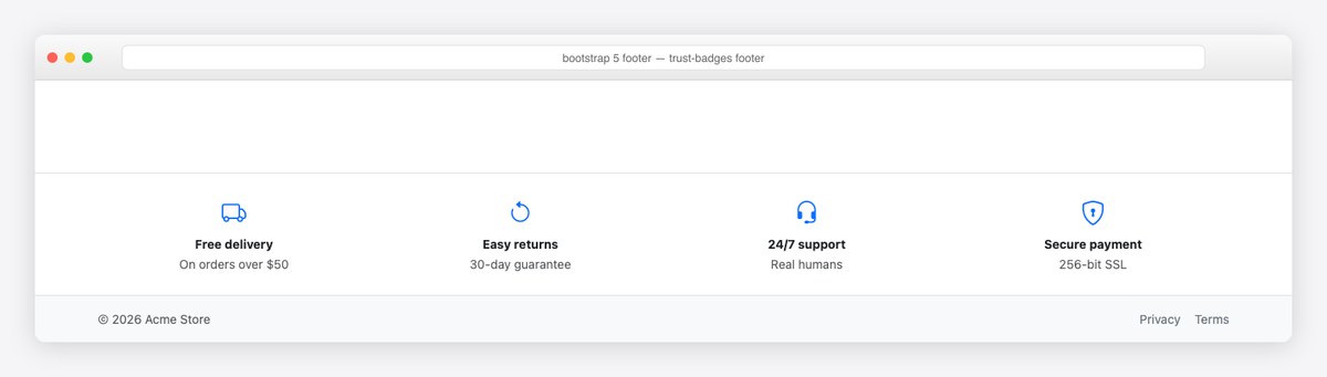 Bootstrap 5 footer example — trust-badges footer
