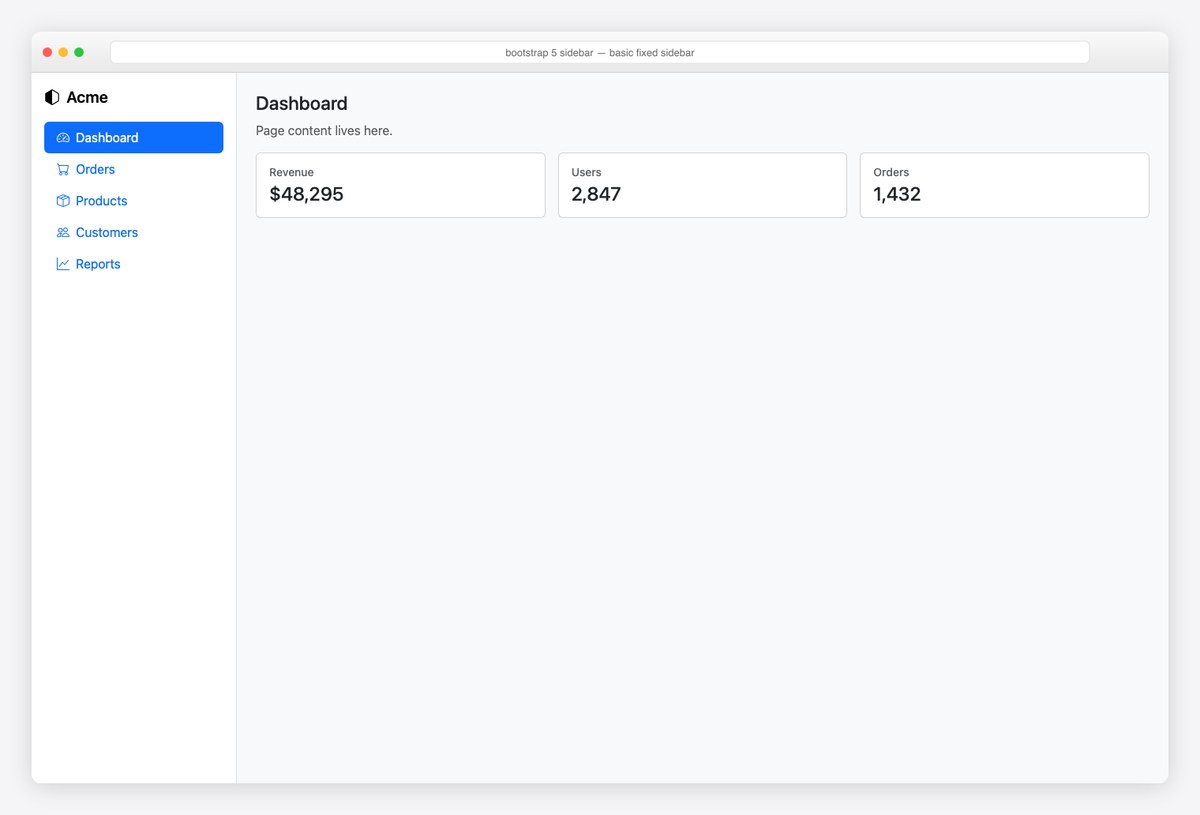 Bootstrap 5 sidebar example — basic fixed sidebar