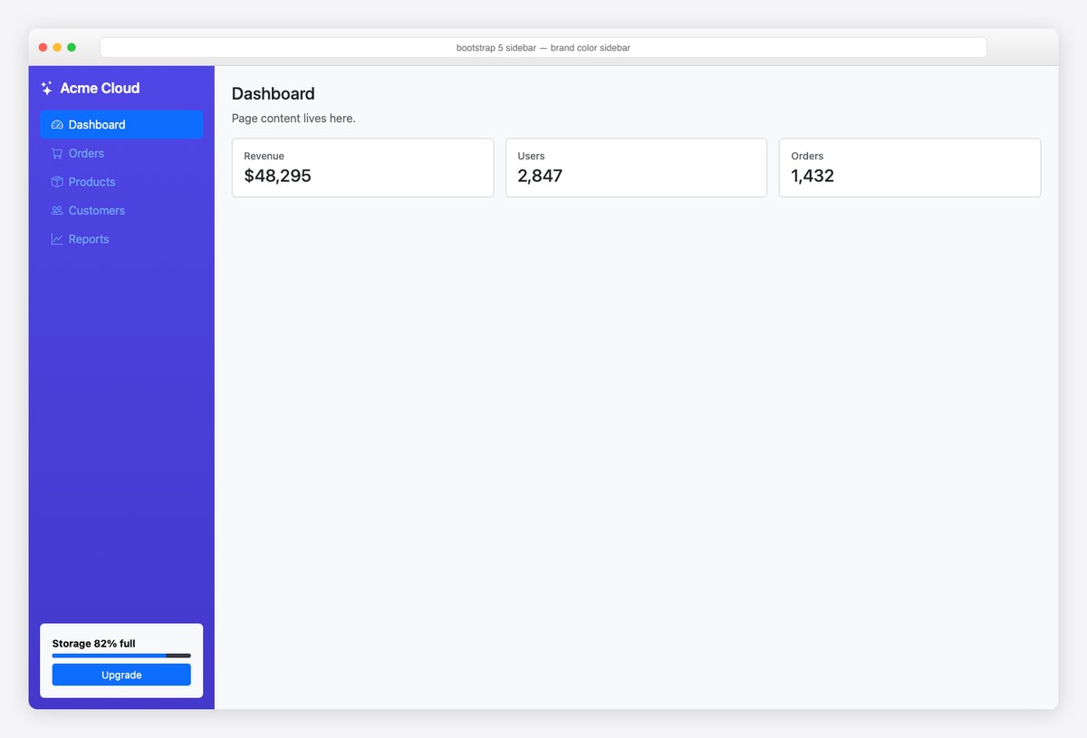 Bootstrap 5 sidebar example — brand color sidebar