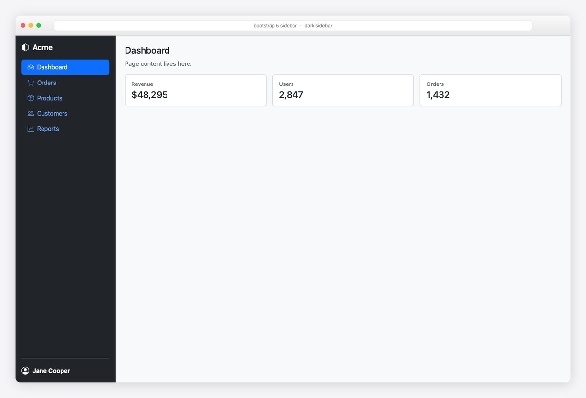 Bootstrap 5 sidebar example — dark sidebar