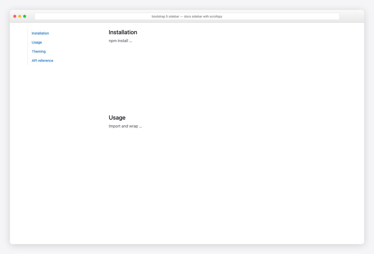 Bootstrap 5 sidebar example — docs sidebar with scrollspy