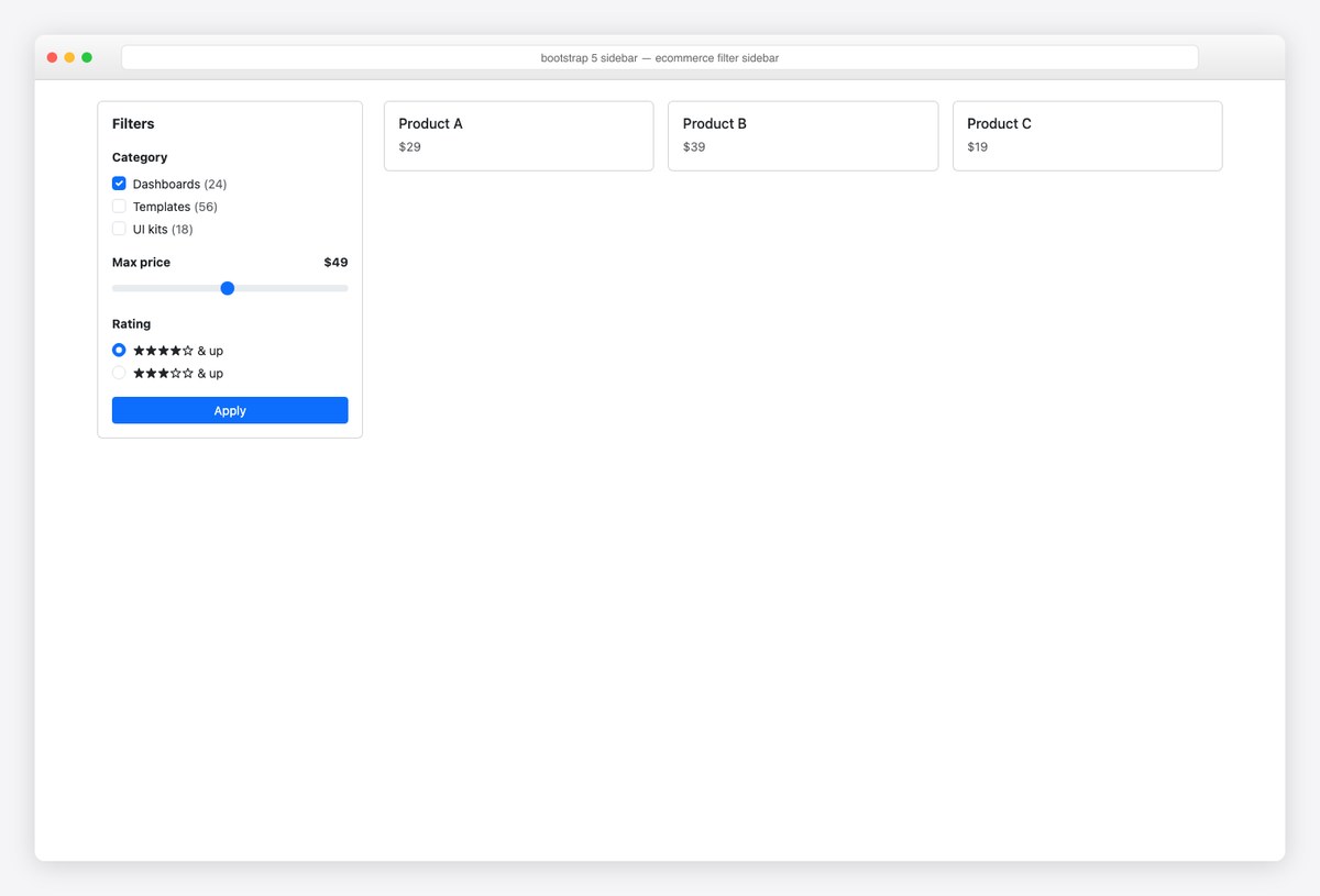 Bootstrap 5 sidebar example — ecommerce filter sidebar
