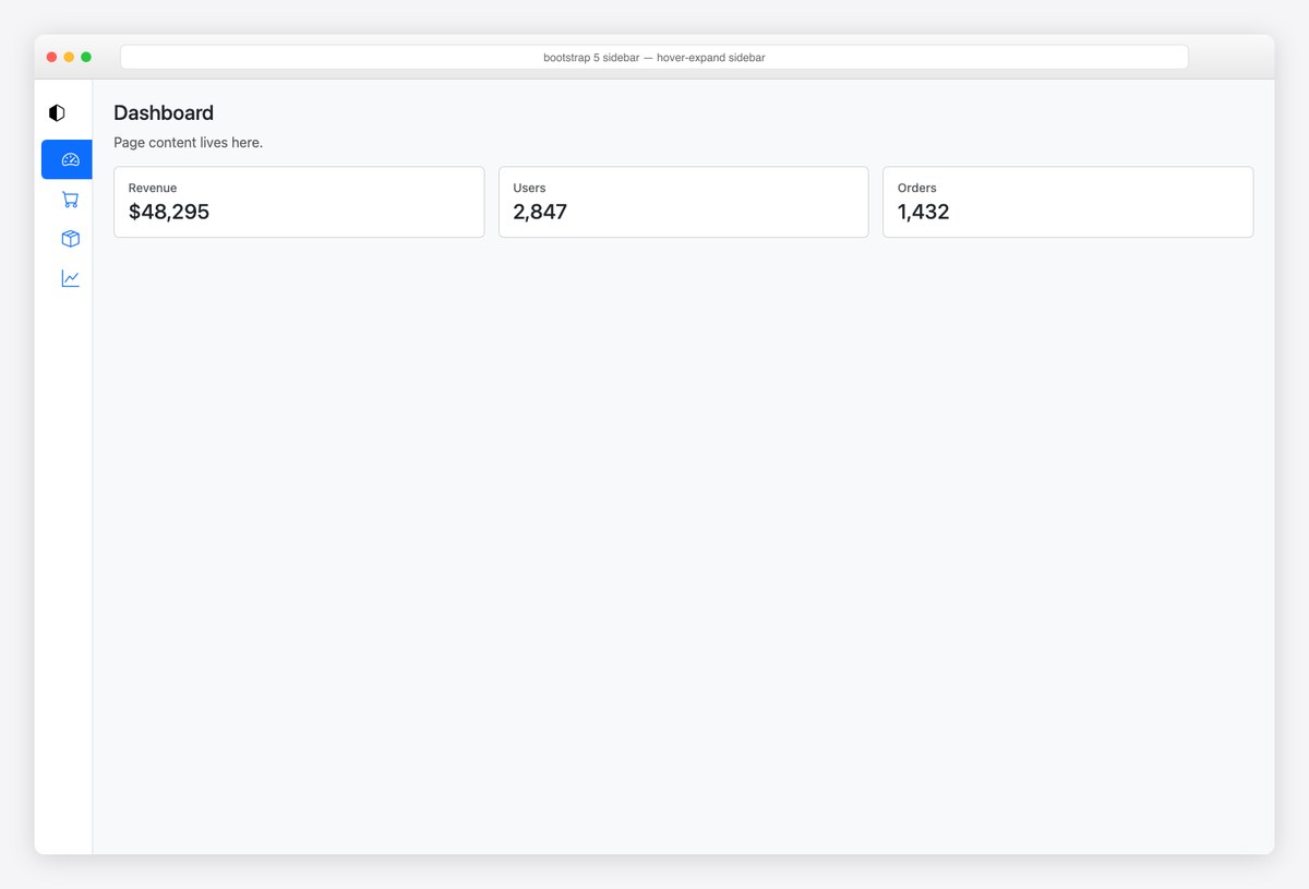 Bootstrap 5 sidebar example — hover-expand sidebar