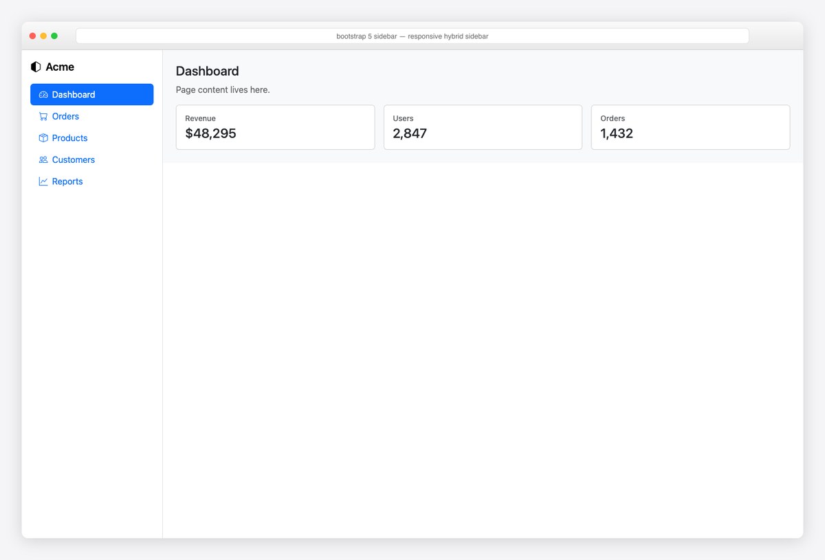 Bootstrap 5 sidebar example — responsive hybrid sidebar