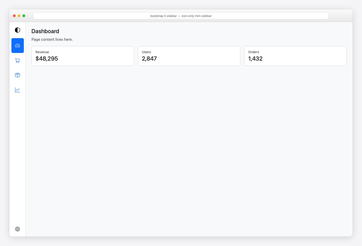 Bootstrap 5 sidebar example — icon-only mini sidebar