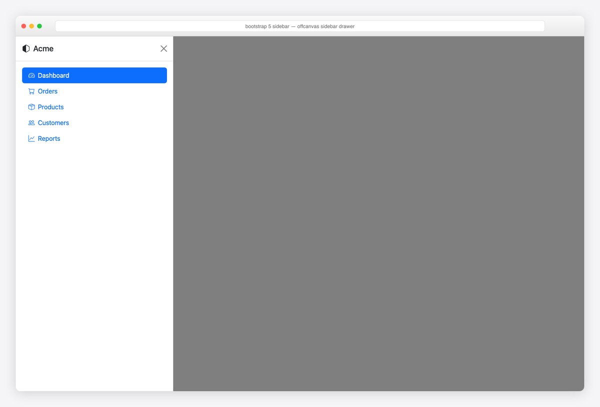 Bootstrap 5 sidebar example — offcanvas sidebar drawer