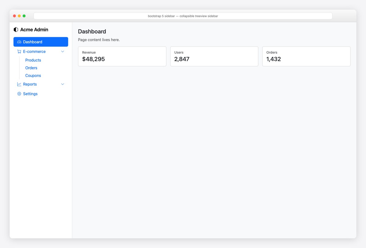 Bootstrap 5 sidebar example — collapsible treeview sidebar