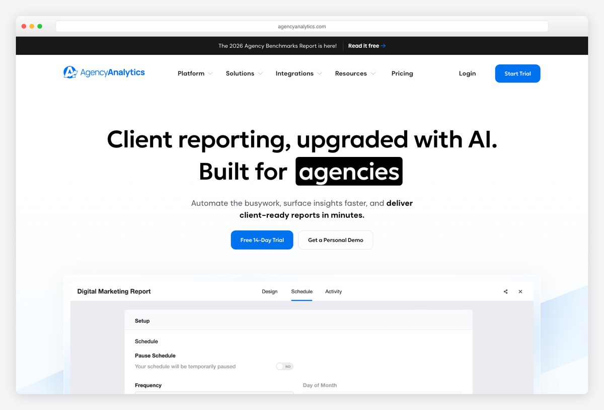 AgencyAnalytics client reporting dashboard example