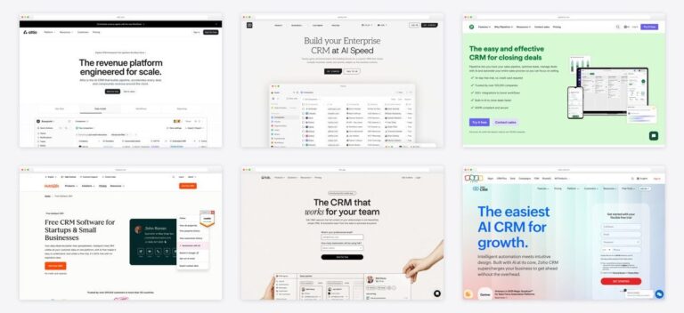 The best crm dashboard examples — collage of six template screenshots