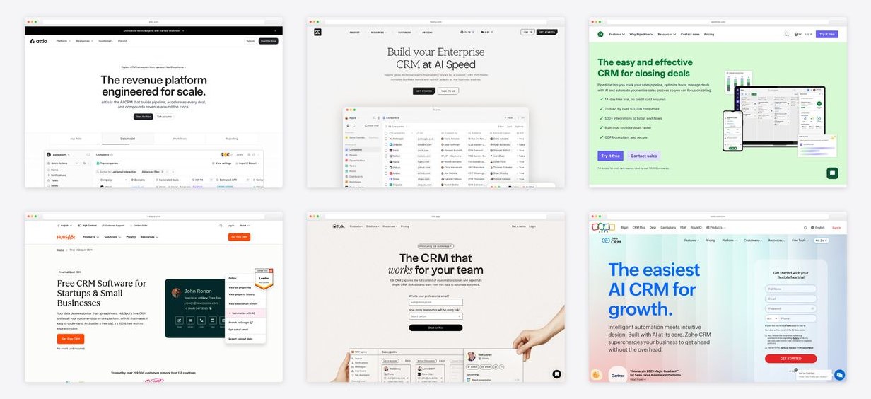 The best crm dashboard examples — collage of six template screenshots