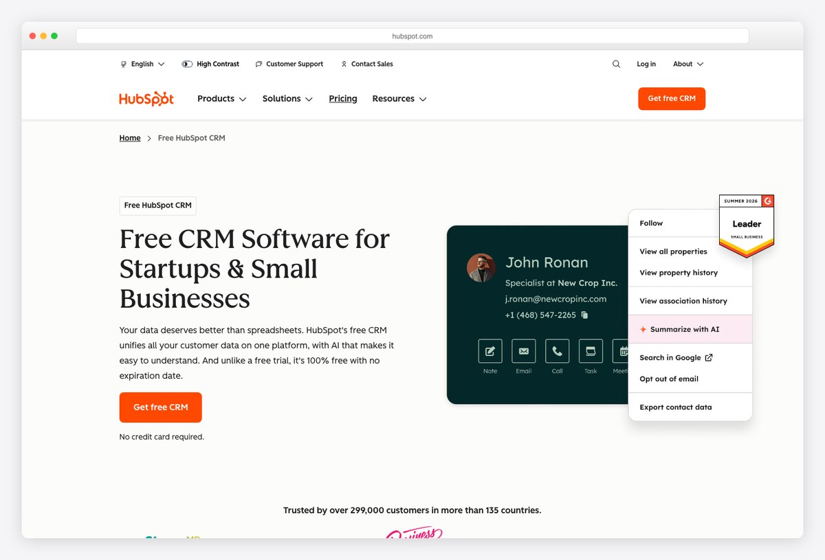 HubSpot CRM dashboard example
