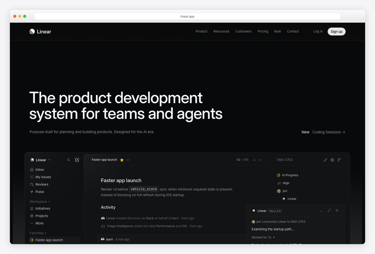 Linear, a dark-first product UI