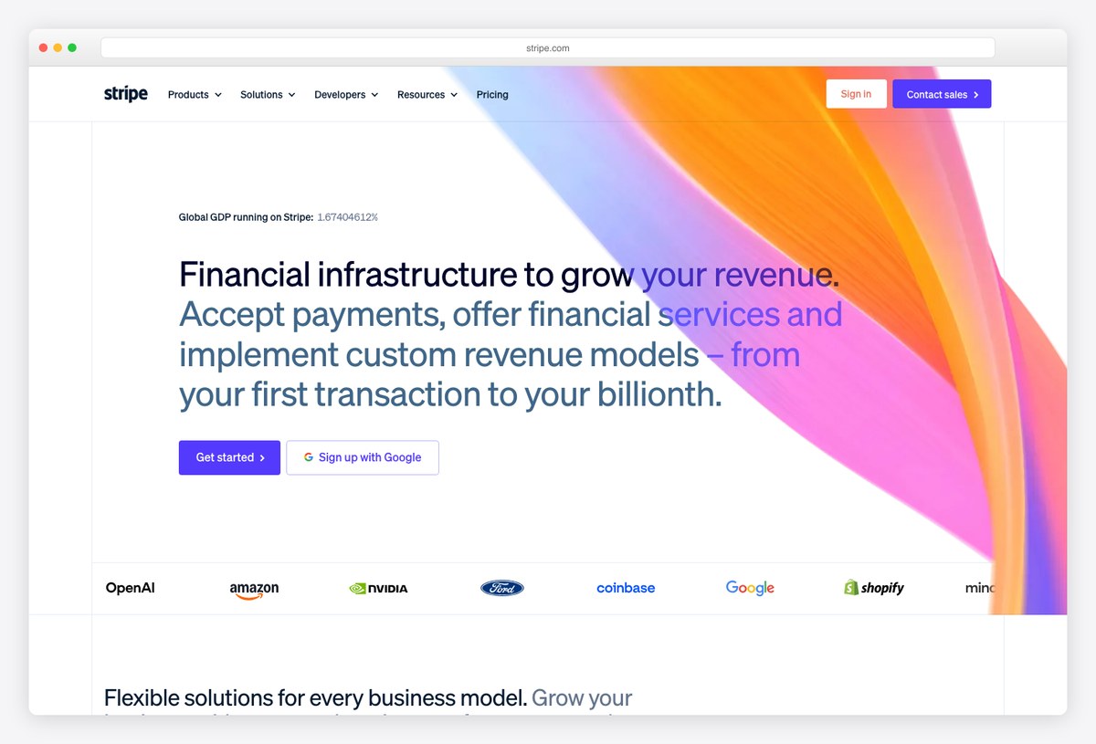 Stripe payments dashboard design example