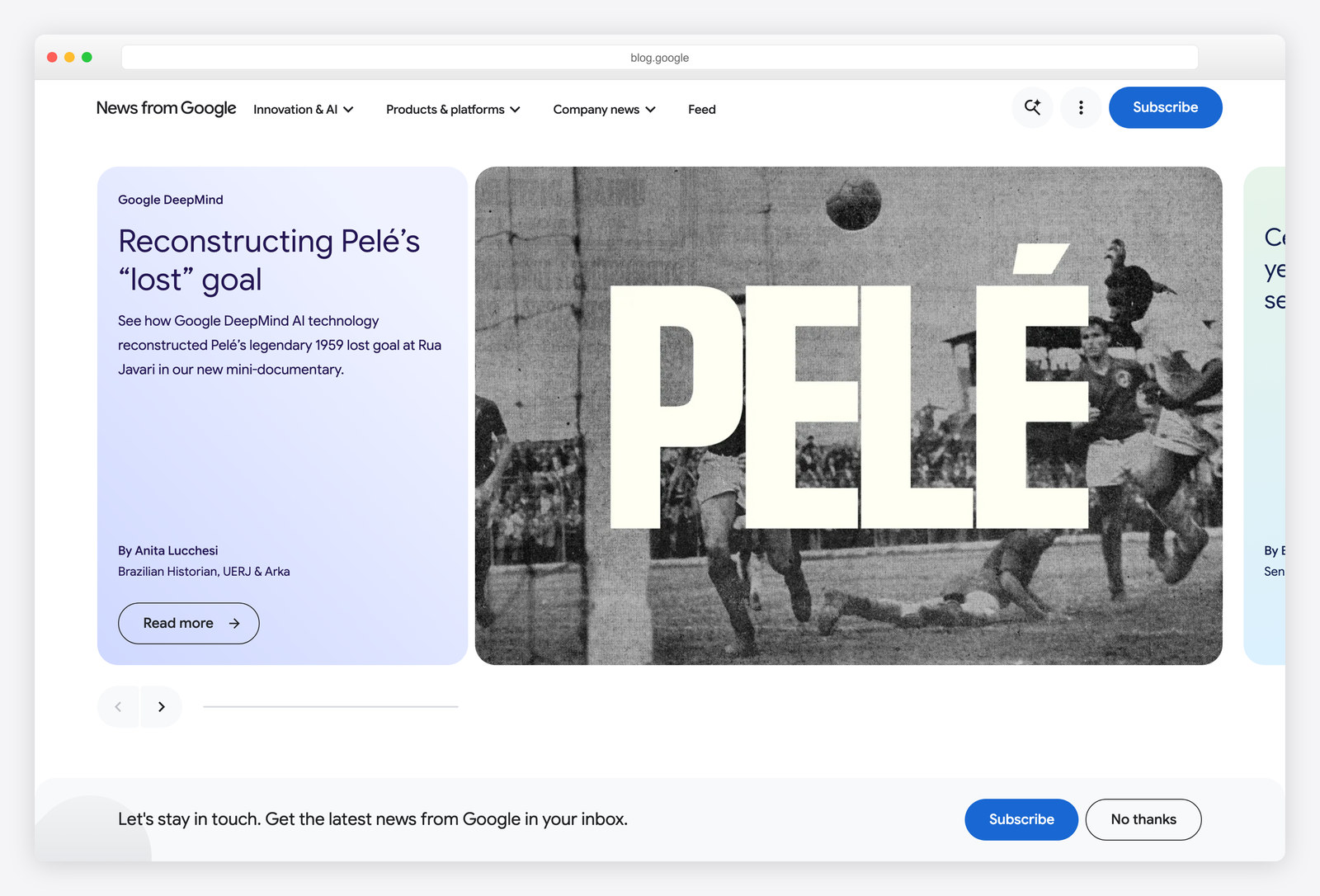 Screenshot of the Google’s blog (The Keyword) website, a real-world example of a site built with Django
