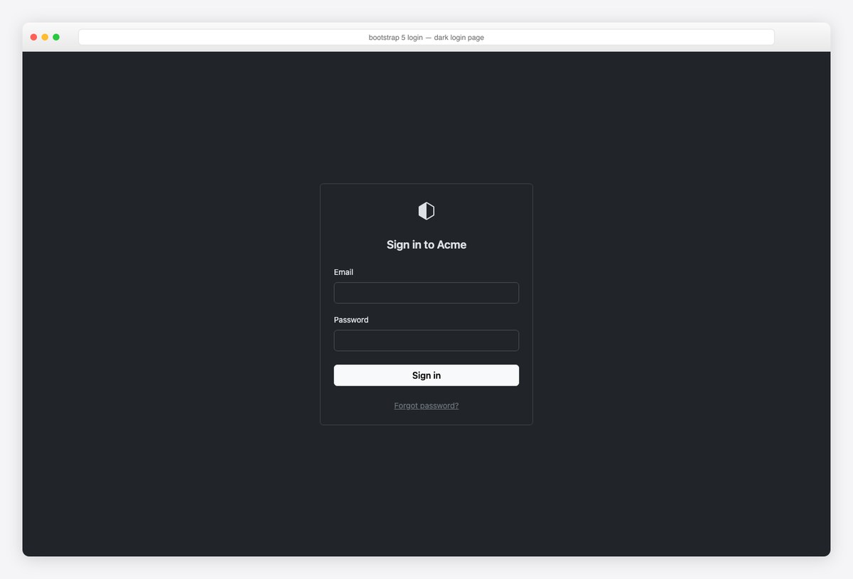Bootstrap 5 login page example — dark login page