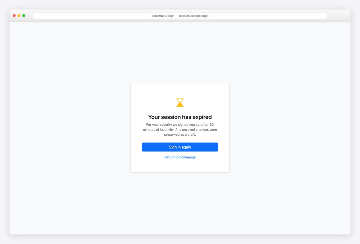 Bootstrap 5 login page example — session expired page