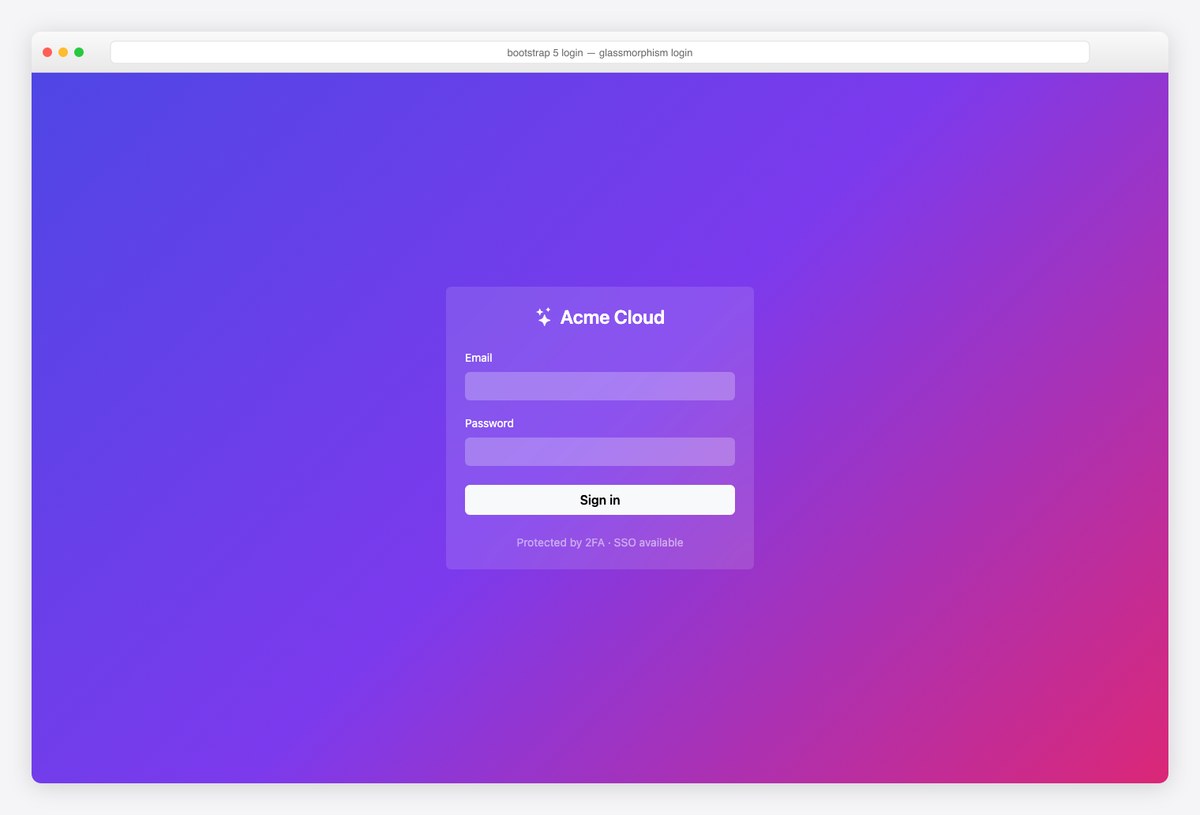 Bootstrap 5 login page example — glassmorphism login