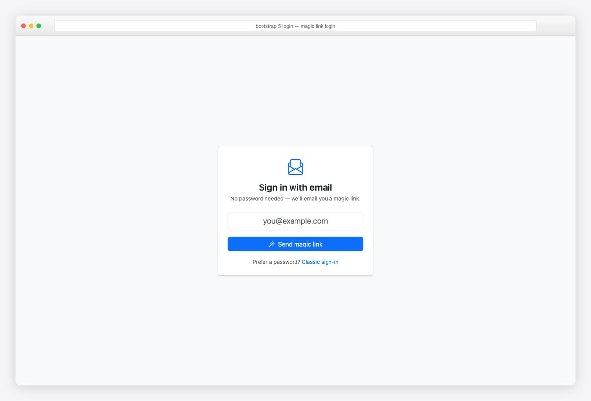 Bootstrap 5 login page example — magic link login