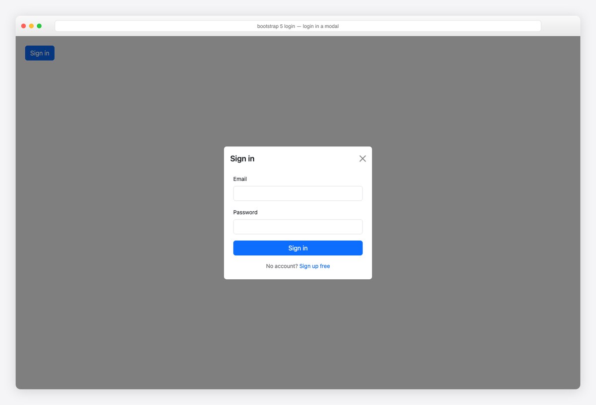 Bootstrap 5 login page example — login in a modal
