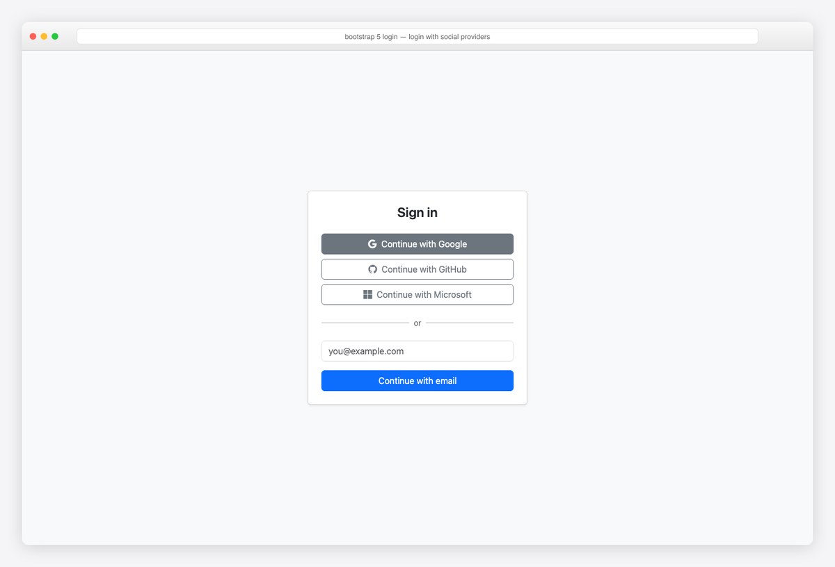 Bootstrap 5 login page example — login with social providers