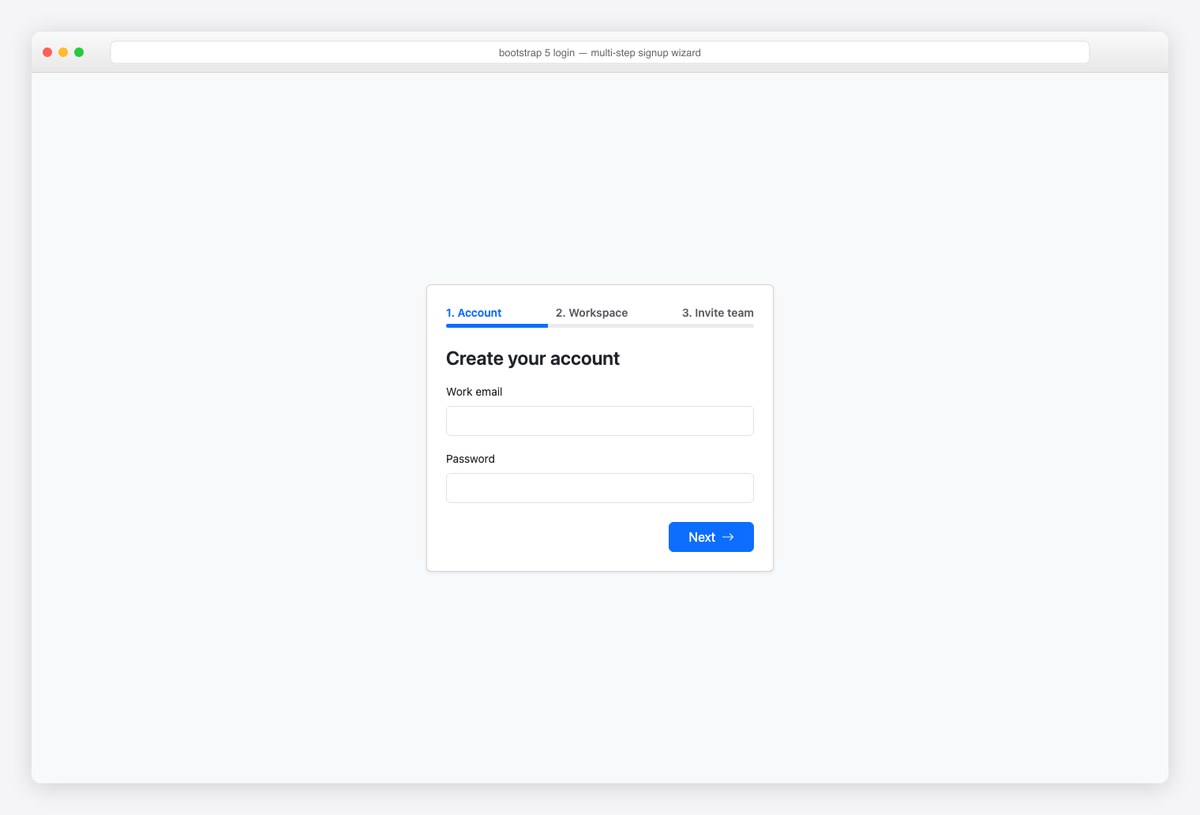 Bootstrap 5 login page example — multi-step signup wizard
