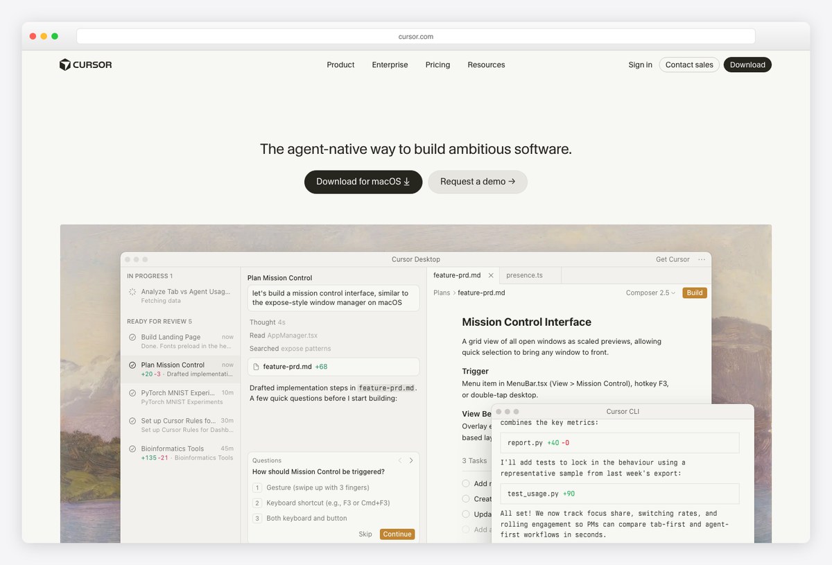 Cursor website built with Next.js