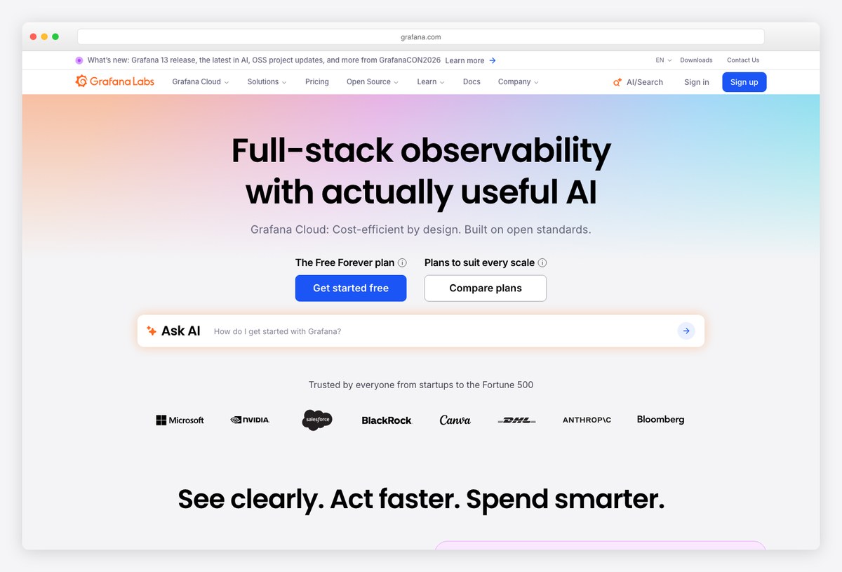 Grafana, whose frontend is built with React