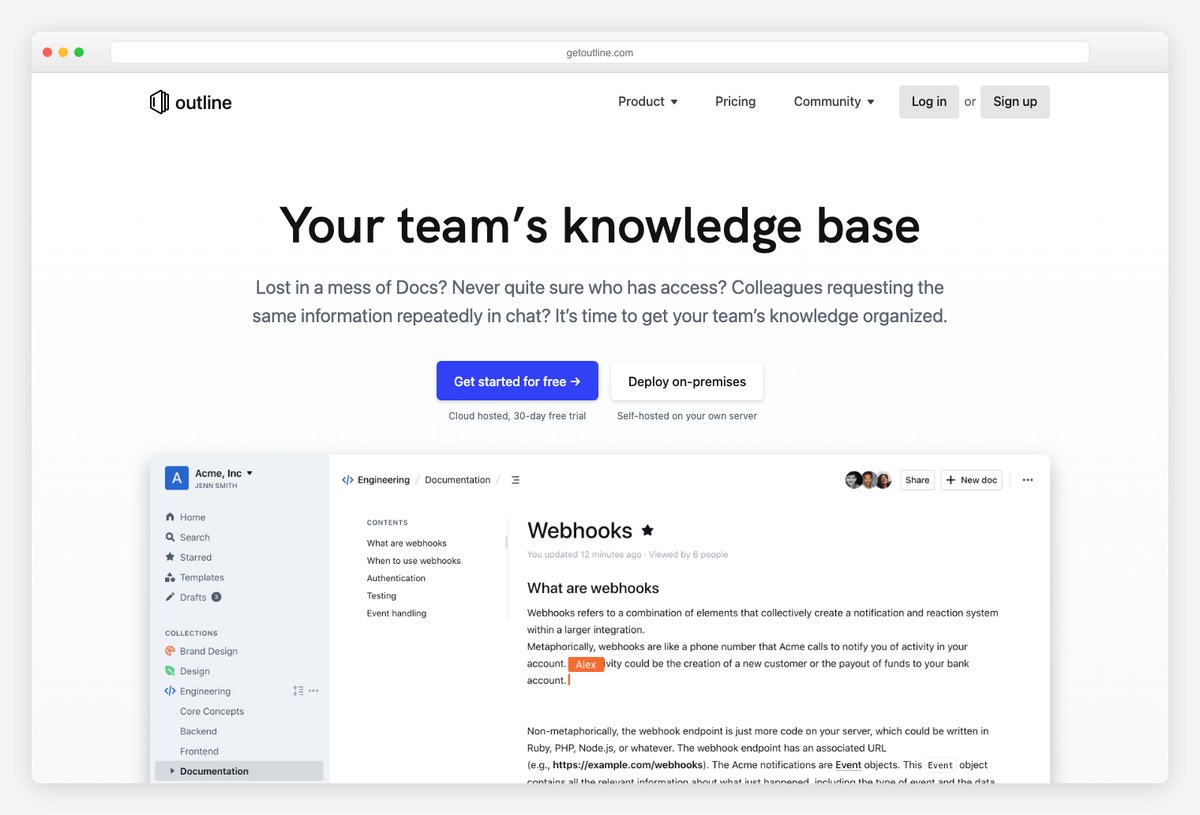 Outline, an open-source wiki built with React